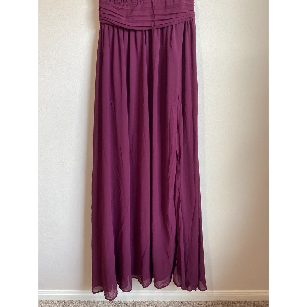 LuLus Heavenly Hues Burgundy Formal Chiffon Maxi Dress Medium Bridesmaid Prom - Picture 8 of 12